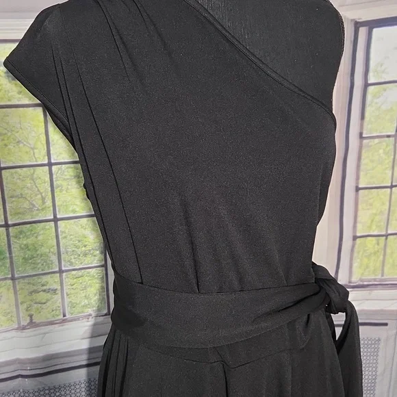 SHEIN Black One-Shoulder Dress With Pockets - Picture 3 of 6